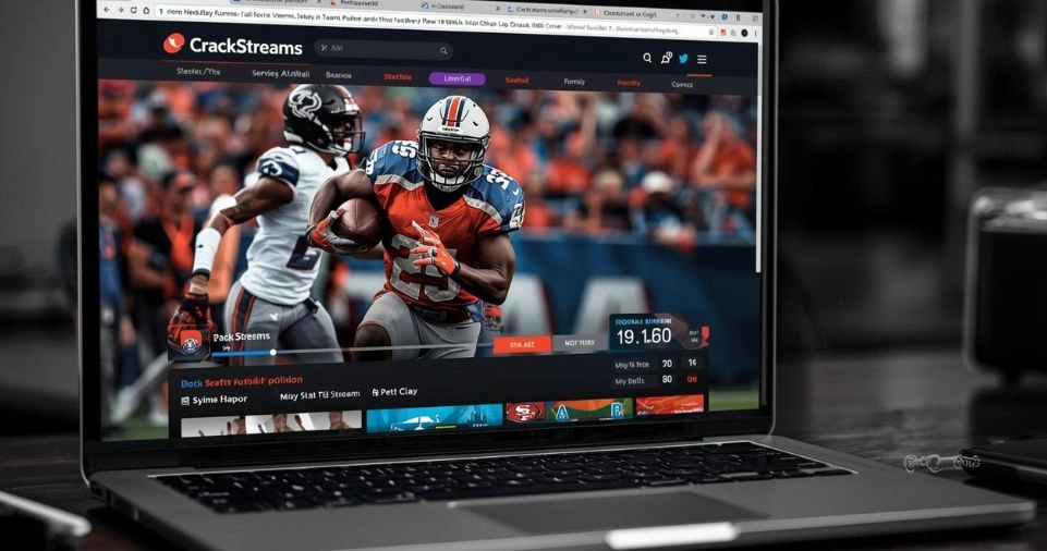 CrackStreams NFL live football game streaming on laptop