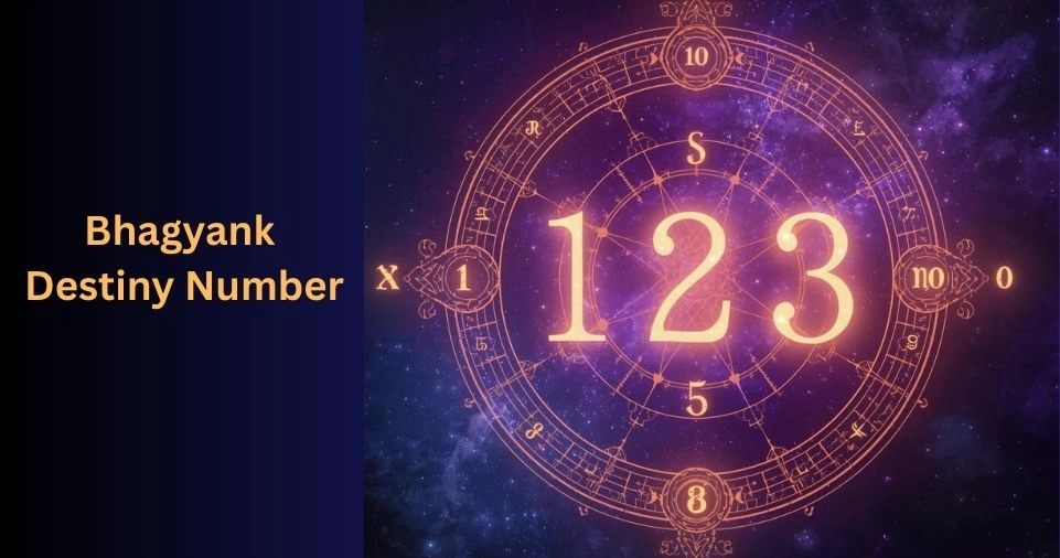 Bhagyank Destiny Number Numerology Chart with Sacred Geometry Circle and Glowing Numbers