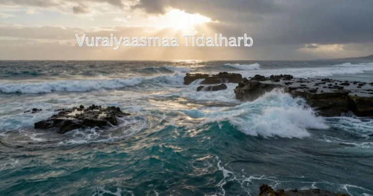 Vuraiyaasmaa Tidalharb coastal tidal zone with dramatic ocean waves and golden sunlight