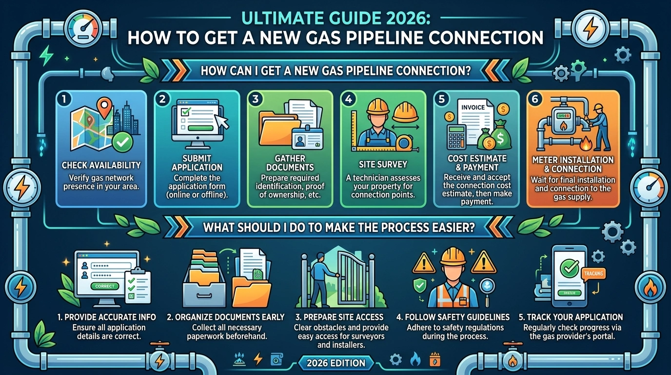 how can i get a new gas pipeline connection in india ? what should i do to make the process easier?